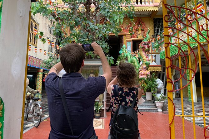 Boat tour on Mekong river see the sunset, small canal, Vegan dinner, street food - Ong Temple and Munir Ansay Pagoda