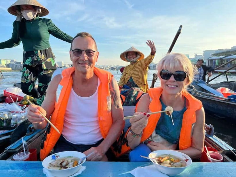 Can Tho: Floating Market, Cacao & Canals with French Guide - Breakfast choices served on the Mekong