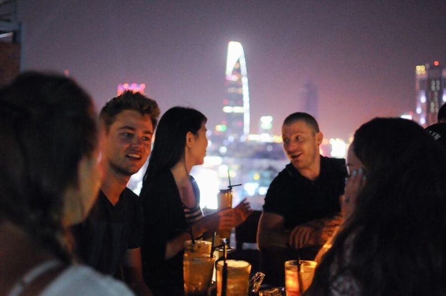 Saigon: Private Food Tour Discovery & City Tour by Jeep - A sky bar closes the evening above Saigon