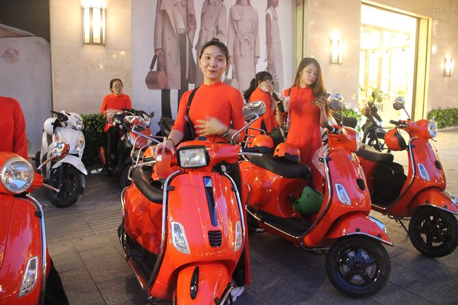 Saigon Vespa By Night Street Food With Female Riders Ao Dai - Dessert at a small mango shop