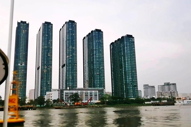 Sunset City-Dragon Floating Temple on River with LUXURY SPEEDBOAT - Saigon Bridge, Thu Thiem Bridge, and the new city
